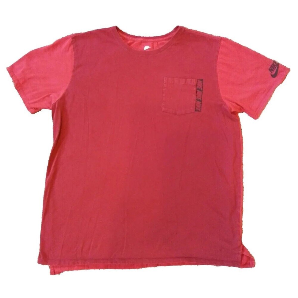 Nike T Shirt Mens XL Red The Nike Tee Front Pocket Logo Short Sleeve 2 Tone